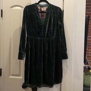 Anthropologie green velvet dress